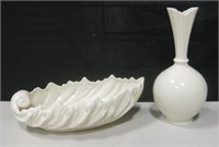 Lenox Porcelain Vase & Leaf Shaped Bowl