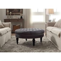Isabelle Cora Washed Charcoal Accent Ottoman