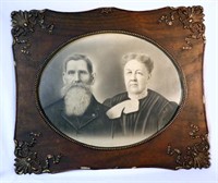 Antique Wood Framed Portrait of Couple