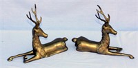 Pair of Sitting Brass Deer Decor Ends