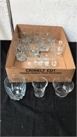 Group of glass cups and shot glasses