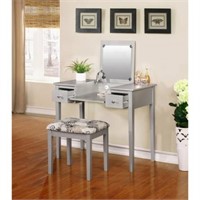 Butterfly Vanity Set with Flip Top Mirror and Str