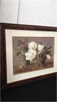 27x22 framed floral artwork see photo for artist