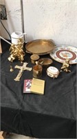 Group of brass trinket, serving trays