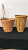 Wicker basket with wood looking plastic basket