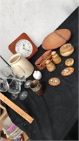 Clock with wine glasses lazy Susan vases and more