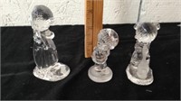 Set of three glass Samuel J butcher figurines