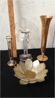 Vintage flower mica?? Decor with glass & metal