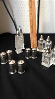 Group of glass & metal salt & pepper shakers