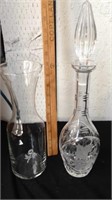 Glass Wine carafe and decanter with etchings