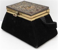 Vintage Box Style Velvet Handbag