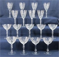 Collection of  FOSTORIA  Etched Glass Stemware