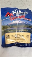 Three Mountainhouse chicken fajita freeze dried