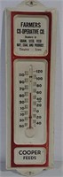 Cooper Feeds tin advertising thermometer