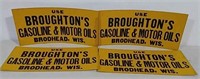 4 Broughton's Gas and Oil cardboard signs