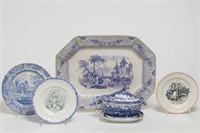 Antique Transferware Porcelain Serving Dishes, 5