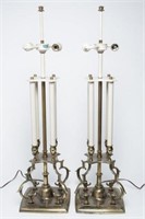 Stiffel Table Lamps in Gilt Brass & Metal, Pair