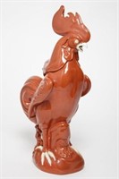 Japanese Kutani Porcelain Rooster Sculpture, Red