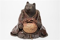 Japanese Ceramic Mujina Tanuki Figure, Antique