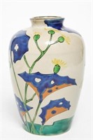 Japanese Art Deco Ceramic Vase, Hand-Painted