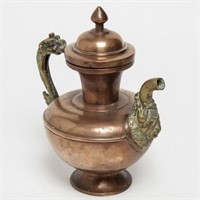 Tibetan Copper & Bronze Tea Pot, Vintage