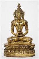 Tibetan Buddha Amitabha Figure, Gilt Bronze