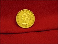 (1) 1881 Liberty Head $5 GOLD coin