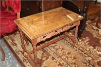 Solid Wood Carved Coffee Table w/ glass top,