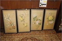 4pc Chinese Handpainted Silk Screens