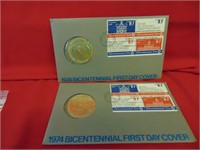 (2) 1974 Bicentennial Medals & Stamps