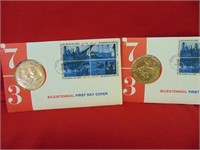 (2) 1973 Bicentennial Medals & Stamps