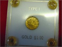 (1) 1853 Liberty Head $1 GOLD coin Type 1