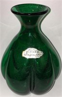 Blenko Art Glass Green Vase