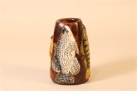 Carl Christiansen Vase With 4 Relief Carved Fish,