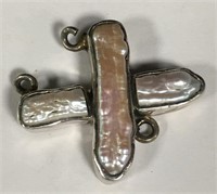Sterling Silver And Mother Of Pearl Cross Pendant