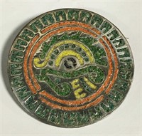 Mexico Silver Inlaid Pin / Pendant