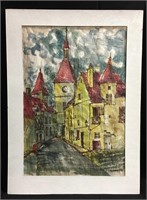 K. Charbonneau Watercolor City Scene