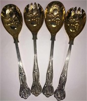 Set Of 4 Sheffield Silver Plate Spoons