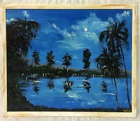 M. Sears Oil On Board Painting, Florida Landscape