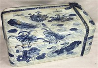 Blue Decorated Oriental Porcelain Box With Lid