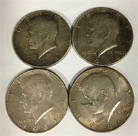 Four 1964 Kennedy Silver Half Dollars