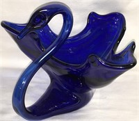 Blue Art Glass Swan