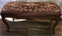 French Needlepoint Carved Bedroom Bench
