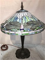 Dragonfly Leaded Glass Parlor Lamp