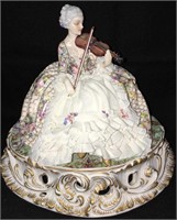 Fabris Porcelain Figurine, Lady With Violin