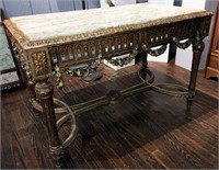 Ornate Gilt Marble Top Parlor Table