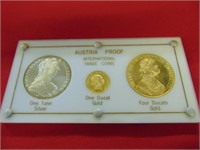 (1) Austria Proof SILVER & GOLD 3 Coin Set