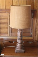 Carved Look Ceramic Hitching Post Lamp