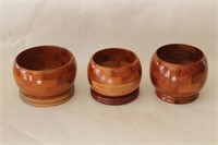 Three Handmade Wooden Bowls