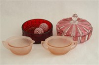 Vintage Ruby and Pink Depression Glass